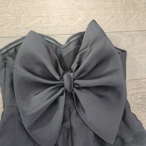 New Anthropologie Black Dress with Bow Detail On Back, Slit In Front, Side Zip